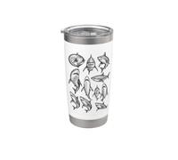 Squali anni '90 stile tatuaggio vintage retrò oceano grafica Y2K Bicchiere termico in acciaio inox doppia parete