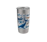 Squali Del Mondo Specie Di Squalo Oceano Tipi Biologia Squalo Bicchiere termico in acciaio inox doppia parete