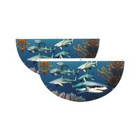 Squali sotto il mare Mezzo Cerchio Bunting Bandiera Outdoor Hanging | 2 striscioni impermeabili a 3 occhielli da 0,6 x 1,2 m per portico, recinzione e balcone. Eventi patriottici della Giornata
