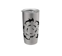 Squalo, amante, silhouette, di, martello, squali, circolare, sopra, Bicchiere termico in acciaio inox doppia parete