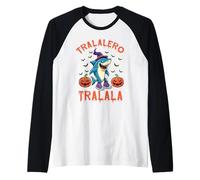 Squalo di Halloween Tralalero Tralala Italian Brainrot Meme Maglia con Maniche Raglan