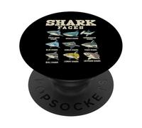 Squalo Facce Specie Creatura Mare Vita Oceano Uomini Donne Bambini PopSockets PopGrip Adesivo