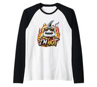 Squalo tra Le Fiamme Sono bollente Design Maglia con Maniche Raglan