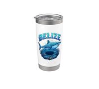 Squalo tropicale del Belize con simboli Maya e grande buco blu Bicchiere termico in acciaio inox doppia parete