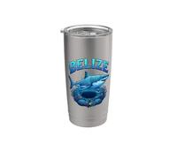 Squalo tropicale del Belize con simboli Maya e grande buco blu Bicchiere termico in acciaio inox doppia parete