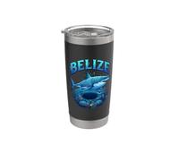 Squalo tropicale del Belize con simboli Maya e grande buco blu Bicchiere termico in acciaio inox doppia parete