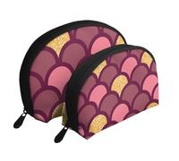Squama di pesce glitter oro, Borsa per trucco a conchiglia Portamonete da donna Borsa da toilette piccola Borsa per cosmetici 2 pezzi