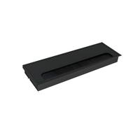 Square Aluminum Alloy Desk Cable Grommet - 1PC with Black Brush | Snap-in Rectangle Wire Port Cover for PC & Office Table, Cable Management (Black 80 x 280 mm)