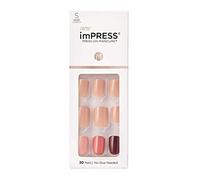 (Square, Before Sunset) - KISS imPRESS Press-On Manicure, Nail Kit, PureFit Technology, Short Press-On Nails, Square, Before Sunset, Includes Prep Pad, Mini File, Cuticle Stick, and 30 Fake Nails