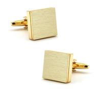 Square Brass Cufflinks for Men, Metal Wedding Cuff Links for Business Shirts & Formal Attire(Gold)