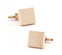 Square Brass Cufflinks for Men, Metal Wedding Cuff Links for Business Shirts & Formal Attire(Rose gold)