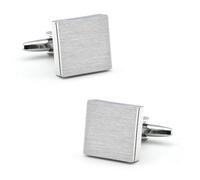 Square Brass Cufflinks for Men, Metal Wedding Cuff Links for Business Shirts & Formal Attire(Silver)