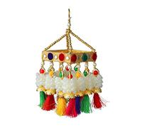 Square Centre Hanging Wall Roof Ceiling Hanging Jhoomar Colorful Mogra Hangings Decorative Ornament Party Festival Traditional Decorations Home Decor for Wedding Gifting(Size:-10"X4")