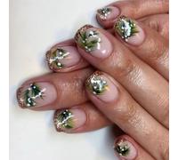 Square Christmas Press Su Unghie Con Suggerimenti Francesi per Albero Di Natale Incollare Su Unghie Set Nails Art Decoration 24pcs