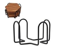 Square Coaster Holder - Universal Cup Coasters Holder Rack | Coaster Holders Square | Iron Black Non-Slip Modern Organizer, Space Saving Design, Sturdy Metal Construction, Kitchen Dining Living Room,