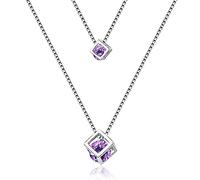 Square Cube Zirconia Choker Dichiaration Collana per Donna Pendenti e Collane a Doppio Strato