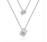 Square Cube Zirconia Choker Dichiaration Collana per Donna Pendenti e Collane a Doppio Strato
