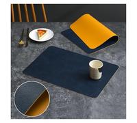 Square Double-Layer Cowhide PU Leather Placemat Texture Waterproof Heat-Resistant Table Mats Home Hotel Dining per Cucina Domestica Ristoranti e Hotel(Color5)