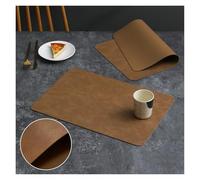 Square Double-Layer Cowhide PU Leather Placemat Texture Waterproof Heat-Resistant Table Mats Home Hotel Dining per Cucina Domestica Ristoranti e Hotel(Color6)