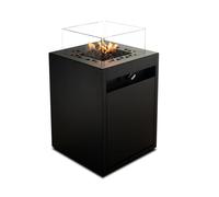 Square è un camino a gas autoportante per il tuo giardino - SQUARE Dimensioni ?14,17x14,17x h59,06 cm peso 11 kg Fino a 8 kW - Alimentato a GPL - Tempo di Combustione 55 Ore nero