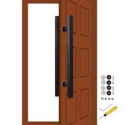 Square Entry Door Handle, Modern Pull Handles Internal Barn Push Pull Grab/Rod, Shower Gate Handles Stainless Steel, Two-Side Design(Black,Length 180cm(71inch))