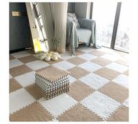 Square EVA Plush Foam Puzzle Mat 12x12 inches Pack Of 12 Multicolor 0.6-1 cm(Light Brown+white,0.6cm)