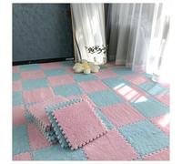Square EVA Plush Foam Puzzle Mat 12x12 inches Pack Of 12 Multicolor 0.6-1 cm(Pink+light Blue,0.6cm)