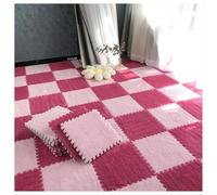 Square EVA Plush Foam Puzzle Mat 12x12 inches Pack Of 12 Multicolor 0.6-1 cm(Pink+rose Red,0.6cm)