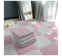 Square EVA Plush Foam Puzzle Mat 12x12 inches Pack Of 12 Multicolor 0.6-1 cm(Pink+white,1cm)
