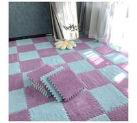 Square EVA Plush Foam Puzzle Mat 12x12 inches Pack Of 12 Multicolor 0.6-1 cm(Purple+light Blue,1cm)