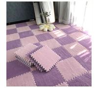 Square EVA Plush Foam Puzzle Mat 12x12 inches Pack Of 12 Multicolor 0.6-1 cm(Purple+pink,0.6cm)