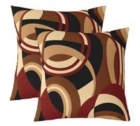 Square Federe Burgundy Brown Black Stripes Abstract Geometric Striped Art Vintage Set of 2 Morbida Fodere Cuscini Decorativi per