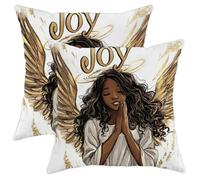 Square Federe Christmas Angel African Xmas Black Holiday Joy American Set of 2 Morbida Federe Confezione Arredamento Casa per