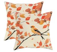 Square Federe Fall Goldfinch Bird Fun Autumn Leaves Branch Set of 2 Resistenti Fodere Cuscini Decorativi per