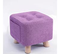 Square Foot Stool Ottoman Linen Shoe Changing Rest Stool Small Footstool for Living Room or Bedroom Purple 28x28x31cm