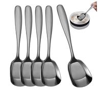 Square Head Spoons, Square Head Stainless Steel Spoons, Stirring Ice Tea Spoons, Long Handle Mixing Stirring Ice Tea Spoons, Thick Coffee Teaspoons, Dinner Spoons for Household Use