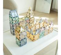 Square House Piastrelle magnetiche da gioco, piastrelle da costruzione, blocchi estetici 3D magnetici, tavole da gioco da costruzione (traslucido 60 pezzi)