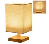 Square Lantern Bedside Lamp,Modern Minimalist Bedroom Table Lamp with USB Power Supply,Linen Shade,Touch Dimming,Living Room Study Nightstand Decorative Light (Yellow-B)