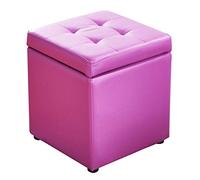 Square Leather Upholstered Cube Pouf Ottoman Footstool Bench Solid Wood Living Room Coffee Table Small Size 14x14x16inch Modern Furniture Décor