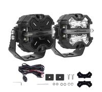 Square LED Pods 19200LM Spot Flood Combo For 4x4 Tractor Excavator White 6000K