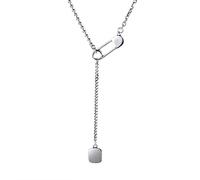 Square Necklace S925 Paper Clip Women's Women's Cold Collarbone Chain Japan And South Korea Thai, 45+5cm
