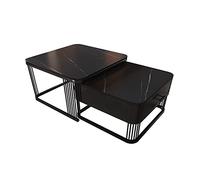 Square Nesting Coffee Tables Set with Storage Drawers for Living Room Modern Nesting Tables Sofa Side Nest of Tables End Tables for Bed Room Set of 2 with Solid Metal Frame for Small Space B (A)