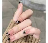 Square Press On Nails Design Lucido Design Francese Finto Acrilico False Gue Artificiali ON Per La Punta Finca Finca Fincia Femminile