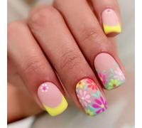 Square Press Su Unghie Colorate Chiodi Finte Colla Su Acrilico Artificiale 12 Dimensione 24PCS Stick Design Falso Chiodo