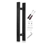 Square Push Pull Door Grab Bar/Sliding Barn Door Handles Rod,Rustic Black Door Pulls Handle Stainless Steel, 60/90/ 100/120 cm, Interior Exterior(40cm(15.7inch))