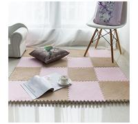 Square Puzzle Interlocking Foam Floor Mat 12x12 Inches Multicolor Pack of 10(Light Brown+pink)