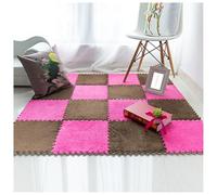 Square Puzzle Interlocking Foam Floor Mat 12x12 Inches Multicolor Pack of 10(Rose Red+dark Brown)