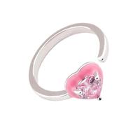 Square/Stella/Cuore/Ovale Anelli Regolabili Cubic Zirconia Impreziosito Rame Gioielli Alla Moda Impilabile Accessorio A Forma di Cuore Anelli Aperti per Le Donne, One Size, come descritto, come