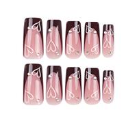 Square Valentines Press On Nails Brown French Tip French Design Design Chiodi Artificiali Lucide Per Donne E Ragazze 24 Per La Festa Della Festa