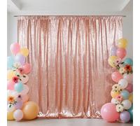 SquarePie - Sfondo con paillettes, per foto e feste, Oro rosa spesso e non si vede attraverso, 6x6FT
